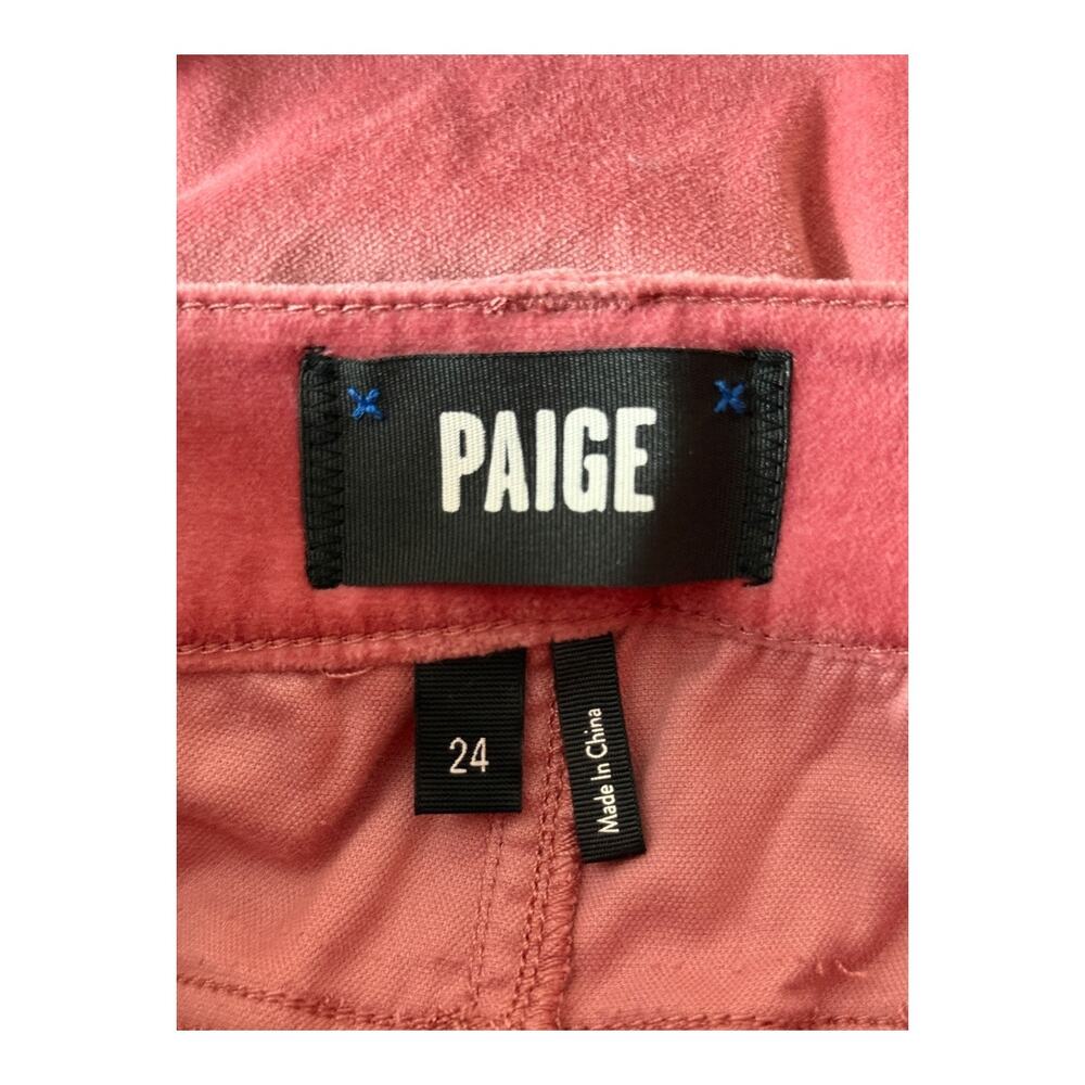 Paige Hoxton cropped Ankle Length high Rise velvet jeans dk pink size 24 - Picture 5 of 7